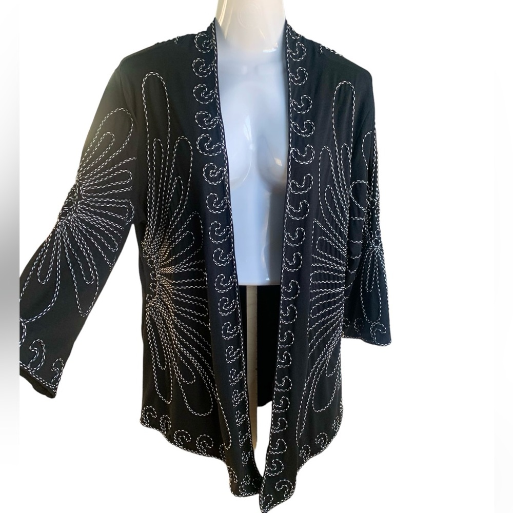 ONCE AGAIN Black & White Embroidered Jacket, Size M/L